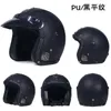 Motorhelmen Nieuwste Voss Retro Helmet Capacetespu Leather Open Face 3/4 Chopper Bicycle Dot Jet Helmotorcycle