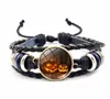 Bracelet en cuir de citrouille d'halloween, bracelets rétro créatifs tissés au hasard