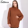 1Turtleneck trui vrouwen winter dikke lange mouwen gebreide losse turtleneck overmaatse trui vrouwen jumers 210514