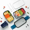 Estilo japonês Multi-camada almoço caixa de alimentos armazenamento de armazenamento portátil à prova de vazamento bento caixa para crianças com copo de sopa caixas de café da manhã 210818