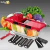 Plantaardige snijder 6 DICING Messen Mandoline Slicer Fruitschiller Aardappel Kaas Grater Chopper Keuken Accessoires Groente Slicer 210326