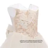 2021 jolie princesse Appliques arc fleur fille robes Tulle dos nu filles Pageant robe Communion pour mariage fête formelle F03