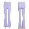 Ücretsiz Yüksek Sokak Kadın Casual Flare Pantolon Moda Mor Bel Skinny Flared Yaz Çizgili 210524