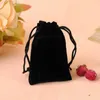 Wholesale High Quality Customized 50pcs/Lot 7X9cm Dark Red Luxury Jewelry Velvet Pouches Drawstring Gift Bags