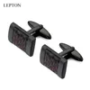 Carbon Fiber Cufflinks for Mens Shirt Cuffs Cufflink Lepton Brand Matte Square Black Color Stainless steel Cuff links