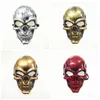 Halloween dla dorosłych maska ​​czaszka plastikowa horror horror złota srebrna czaszka twarz maski unisex na Halloween maskaradę maski Prop dbc vt0943 Najlepsza jakość