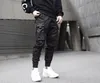 Corredores homens preto táticas calças de carga hip hop streetwear lápis sweatpants fita bolso calças cintura elástica hg094 masculino279h