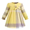 Neonate Abiti Designer Abbigliamento Abbigliamento Cotton Bambini Manica lunga Costume Bambini Plaid Bow Dress