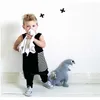 Moda bebê meninos verão t-shirt e romper irmão combinando roupas crianças preto tops estilo europeu 210619