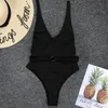 Weißer Schnallen-Bikini-Monokini mit hohem Schnitt, sexy Damen-Badeanzug, einteiliger Anzug, Push-Up-Bademode für Damen