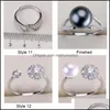 Smycken Inställningar Design 925 Sliver Ringar DIY Pearl Ring för Kvinnor Justerbar Storlek Julutsättning Mode Drop Leverans 2021 ADBGQ