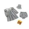 Clothing Sets LZH 2022 Spring My Sister And Me Clothes Outfit Lattice Born Baby Girls Dresses For Kids Long Sleeve Set 0-5Y