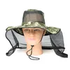 Sun Hat Travel Outdoor Wide Brim Sunscreen Anti Mosquito med Mesh Bucket Unisex Vandring Camping Neckskydd Fiske Cap Hattar