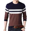 Browonブランドの秋のセーター男性Oネックの縞模様のニットウェア男性スリムセーター男性長袖ソーシャルビジネス服男性210818