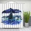 シャワーカーテンビーチヒトデクジラ植物葉の風景バスルームの装飾ホームバスタブ防水ポリエステル布カーテンセット