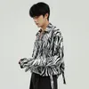 IEFB мужская одежда весна с длинным рукавом рубашка корейский стиль дизайн свободно персонализированные печать негабаритных рубашек галстук 9Y7455 210524