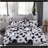 Fournitures Textiles Jardin Drop Livraison 2021 Textile à la maison Dessin animé Noir Blanc Vaches Style 3/4 pièces Ensembles de literie Drap de lit/Couvre-lit/Couette Er Se