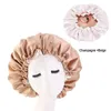 女性の睡眠キャップのヘッドラップハットヘアラップアクセサリのためのソリッド女性サテンビッグボンネット調節可能なボタン10pcs
