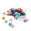 100st Baby Silikonpärlor 14mm Hexagon Chewable DIY Tandling Halsband Teether Food Grade Bead BPA Gratis 211106