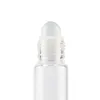 500pcs/lot 10ml White Cap Transparent Clear Glass Roller Bottle Empty Ball Perfume