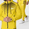 2021 Nowe Mężczyźni Zestawy Bluzy + Spodnie 2PC Splice Zipper Brand Clothing Fashion Outdoor Jogger Sport Suit Sportswear dla mężczyzn Dres G1217