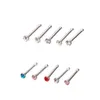 24PCS Crystal Nose Ring Studs Fashion Body Women Girl Smycken Rostfritt Kirurgisk Stål Näsa Piercing Färgglada Rhinestone