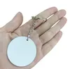 50Pcs Pendants Sublimation Aluminium Alloy keychains transfer printing blank diy custom consumables keyring two sides printed