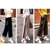 Women High Waist Patchwork Pants Harajuka Letter Print Wide Leg Elastic Trousers Bow Tie Calf Length Loose Female Pantalon 210515