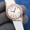 Rose Gold Hülle 32mm Limelight Gala G0A40261 Miyota Quarz Frauen Watch Diamant Lünette weißes Zifferblatt Schwarzes Lederband Neue Fashion Lady Kleid Uhren