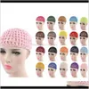 2021 Womens Mesh Hair Net Crochet Cap Tinta unita Snood Sleeping Night Cover Turban Hat Casual Beanie Chemio Cappelli Pltfc Wig Caps Nbsc2