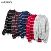 Varsanol Mens tröja Bomull Vinter Kläder Koreanska Striped Knitwear Pullovers Oversize Black Mens Sweater Coats Långärmad 3XL 210601