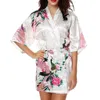 Damskie jedwabne satynowe kimono szata ubieranka suknia ślubna bathrobe sleepwear 210924