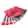 24 pcs Makeup Brushes Sets Kit Red Black Color Professional Cosmetic Case Lip Eyeshadow Foundation Make up Brush Tool