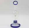 Königsblaue Glasbong-Wasserpfeifen, Verbindungsgröße 14,4 mm, Glasbong-Bubbler, Reifen-Perclator-Recycler, zwei Funktions-Dab-Ölplattformen