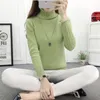 New Autumn winter Women Knitted Sweaters Pullovers Turtleneck Long Sleeve Solid Color Slim Elastic Short Sweater Women NS4369 X0721