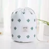 Femmes sac cosmétique en forme de baril sacs de maquillage cordon pochette de voyage toilette cactus flamant fleur impression 7 couleurs en option WY1436