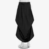 Blå japan stil kjol för kvinnor hög midja patchwork knäppas avslappnad minimalistisk maxi kjolar kvinnlig mode 210521