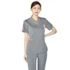 Salon de beauté uniformes de travail pour les femmes à manches courtes Spa vêtements de travail femme Massage bain de pieds uniforme costume col en V femmes deux pièces pantalon