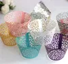 Support Coupe Laser Cut Cupcake Wrappers Gâteau Décor De Noce Décoration Douche Wrap Anniversaire Faveurs Crème Glacée Wraps Vine Cas EEB4507