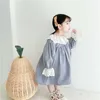 Großhandel koreanischen Stil Frühling Mädchen Kleid Spitzenkragen Puffärmel Prinzessin Kleider Kinder Kleidung E9035 210610