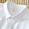 Weißes Hemd Männer Sommer Kurzarm atmungsaktive Leinen Baumwolle Tops solide hochwertige Mann Kleidung Camisa Masculina 566 210626