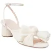 Sandals Women Pleated Bow High-heeled Fairy Shoesopen-toed Decor Shoes Lolita Design