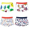 4pcs/pack Boys Underwear Cute Dinosaur Print Shorts Panties Cotton Kids Cartoon Teenage Striped Boxers 4-16Y 210622