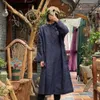 Johnature Femmes Vintage Robes De Broderie Bouton Bleu Stand Robes À Manches Longues Printemps Couleur Unie Robe De Style Chinois 210521