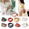 5pcs Bohemia Glitter Jelly Bangle Armband Set Bowtie PU Läder Hoop Armband Pulverfodral Mody Smycken Lättvikt Q0719