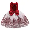 Kızlar için Vaftiz Elbiseleri Doğum Günü Partisi Düğün Çocukları Bowknot Dantel Tutu Prenses Noel Kıyafetleri