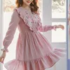 Mother Daughter Dress Embroidery Long Sleeve Princess Parent-child Clothing Family Outfit E011 210610