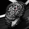 WWOOR Sports Big Watches Mens Top Brand Luxury Cronografo nero Orologio da polso al quarzo in acciaio pieno impermeabile per uomo Xfcs 210527