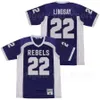 C202 MEN High School South Rebels Football 22 Phillip Lindsay Jersey All Cucited Sport Breable Pure Cotton Team Team Purple Away White Top