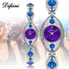 Luxe femmes Bracelet montres bijoux diamant bleu rouge dames horloge décontractée en acier étanche femme montre-Bracelet relogio feminino